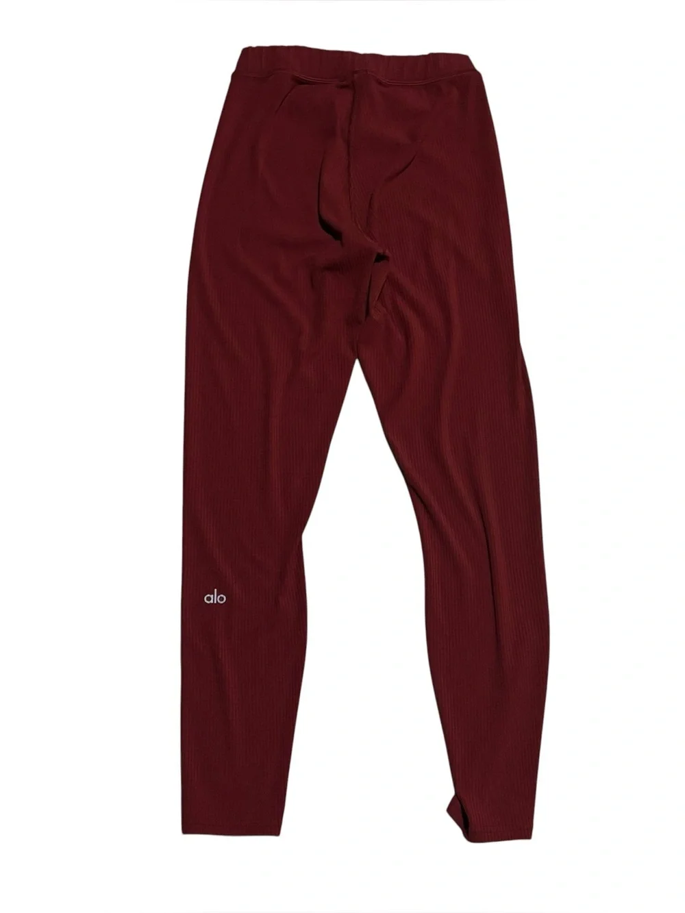 Alo Yoga Blissful Leggings Ribbed High Waist 7/8 Women’s Size Small In Red